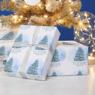 Papier Cadeau Enfants Nom Amour de Père Noël Turquoise Noël Arbr