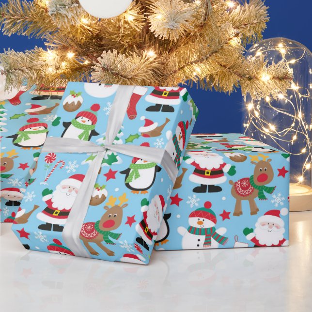 Papier Cadeau Enfants Père Noël amis envelopper papier (Vacances)