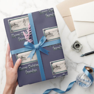 Papier Cadeau Enfants Photo Joyeux Noël Grand-père pourpre