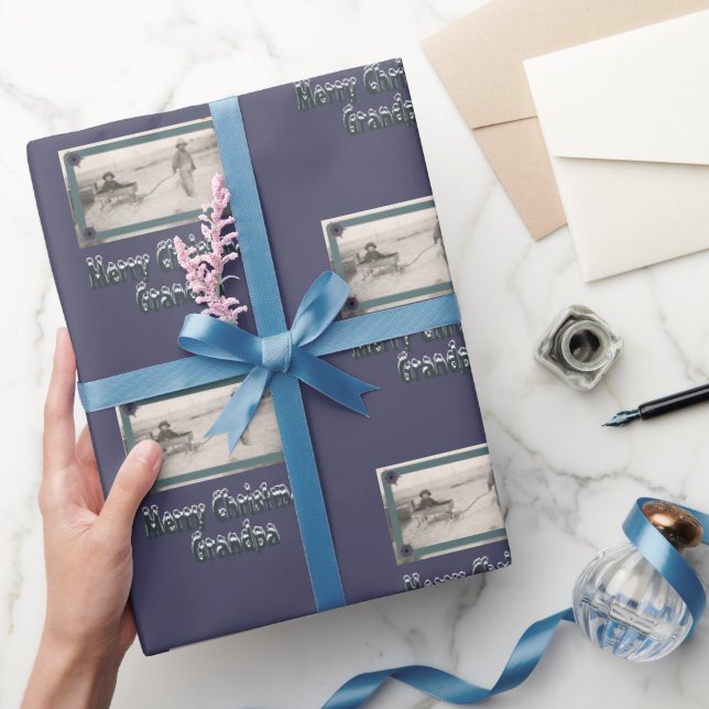 Papier Cadeau Enfants Photo Joyeux Noël Grand-père pourpre (Cadeaux)
