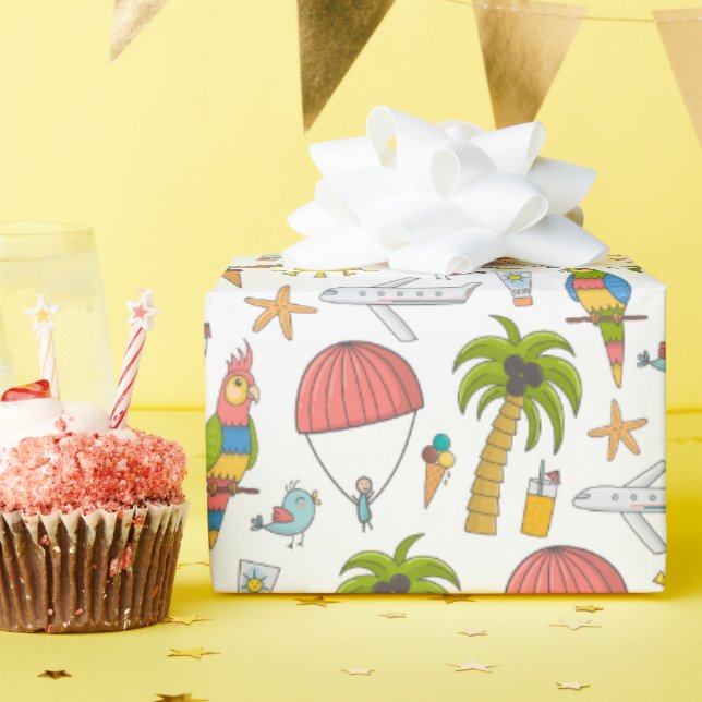 Papier Cadeau Enfants Vacances Tropicales (Fête d'anniversaire)