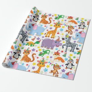 Papier Cadeau Enfants Zoo Animaux