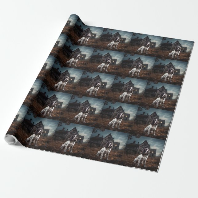 Papier Cadeau English Springer Spaniel Halloween Épouvantable (Déroulé)