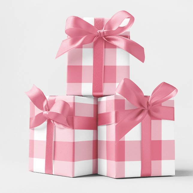 Papier Cadeau Énorme Gingham Rose (Huge Pink Gingham Check Wrapping Paper)