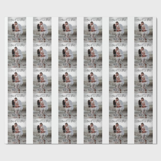 Papier Cadeau Enregistrez la date code QR simple minimal détails (Plat)