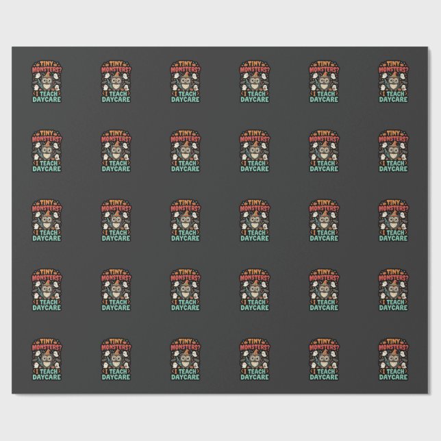 Papier Cadeau Enseignant de garderie Halloween Petits Monstres (Plat)