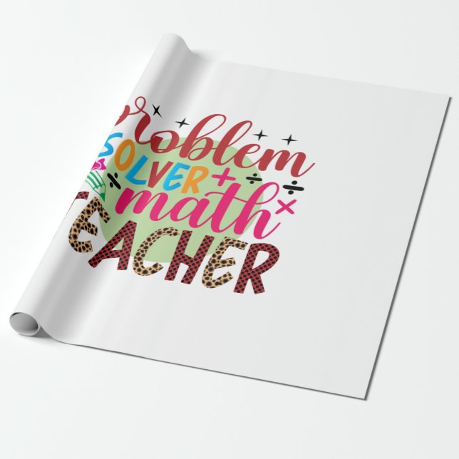 Papier Cadeau Enseignant Problème d'art Solveur Math Enseignant (Déroulé)