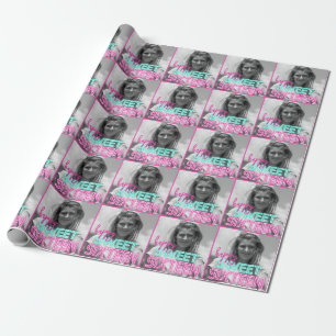 Papier Cadeau Enseigne néon rétro avec photo noir et blanc Sweet