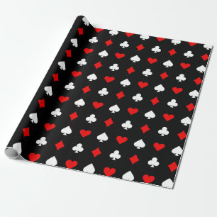 Papier Cadeau Enseignes de cartes de casino noir rouge et blanc