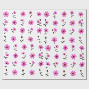 Papier Cadeau Ensemble botanique de fleurs de cosmos rose Fleurs