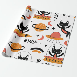 Papier Cadeau Ensemble de chats mignons illustration design vint