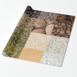 Papier Cadeau Ensemble de collages d'épices et d'ingrédients ali
