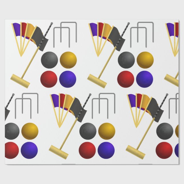 Papier Cadeau Ensemble de matériel de croquet Maillet Boules Arc (Plat)