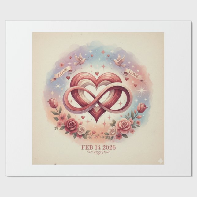 Papier Cadeau ensemble de mug de la Saint-Valentin (Plat)