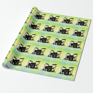 Papier Cadeau Ensemble de tambour monogramme vert