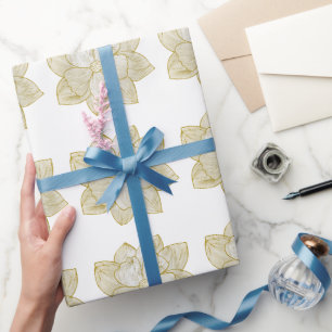 Papier Cadeau Ensemble élégant de mariage floral à ligne dorée