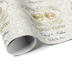 Papier Cadeau Ensemble pour toujours Mariage blanc Confetti