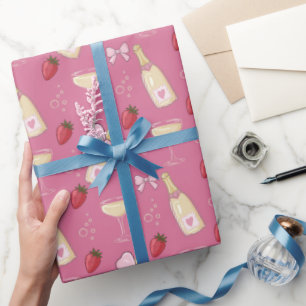Papier Cadeau Enterrement de vie de jeune fille au Champagne Ros