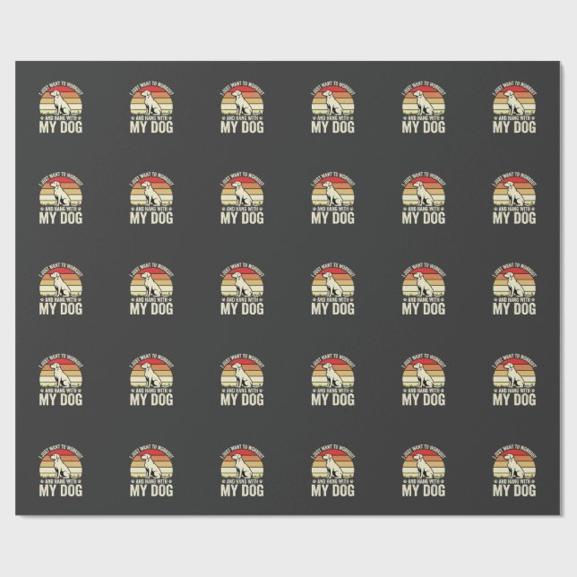Papier Cadeau Entraînement avec mon chien Sunset Retro (Plat)
