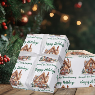 Papier Cadeau Entreprise de biens immobiliers Noël Personnalisé