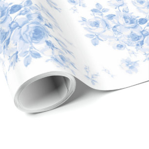 Papier Cadeau Enveloppe brillante de bleuets Roses d'été du la