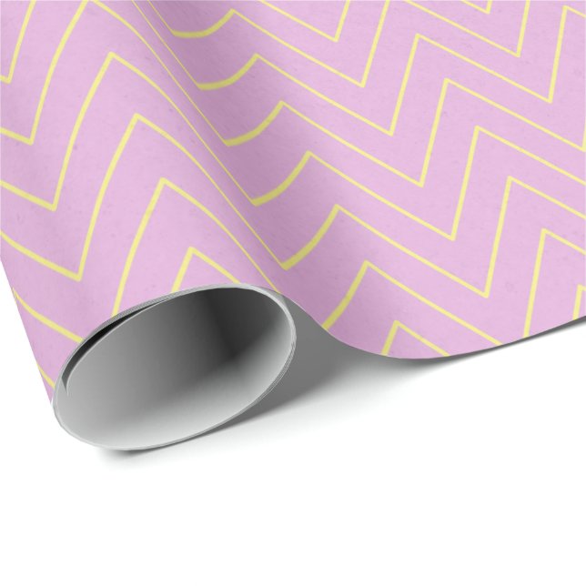 Papier Cadeau Enveloppe cadeau à deux tons Chevron - rose et or (Coin rond)