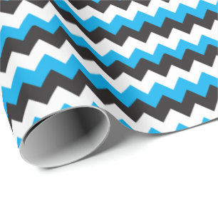 Papier Cadeau Enveloppe cadeau Chevron en bleu, noir et blanc
