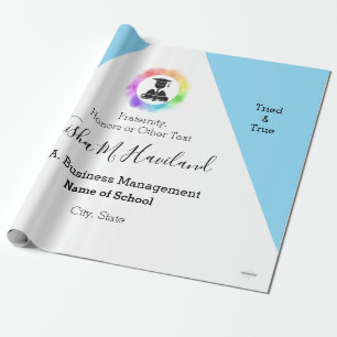 Papier Cadeau Enveloppe cadeau de diplôme bleu clair et blanc HA