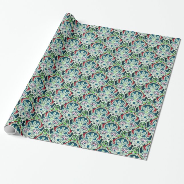 Papier Cadeau Enveloppe cadeau de Noël brillant vert (Déroulé)