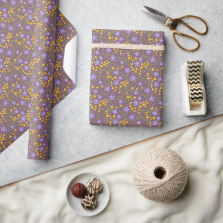 Papier Cadeau Enveloppe cadeau Fleur sauvage violet et jaune