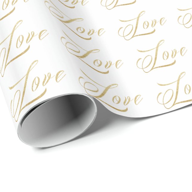Papier Cadeau Enveloppe cadeau Gold Sparkle Love (Coin rond)