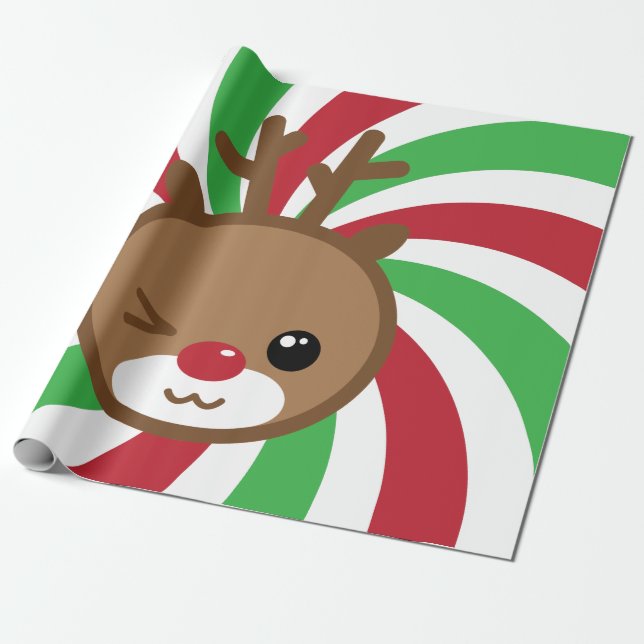 Papier Cadeau Enveloppe cadeau Kawaii Reindeer (Déroulé)
