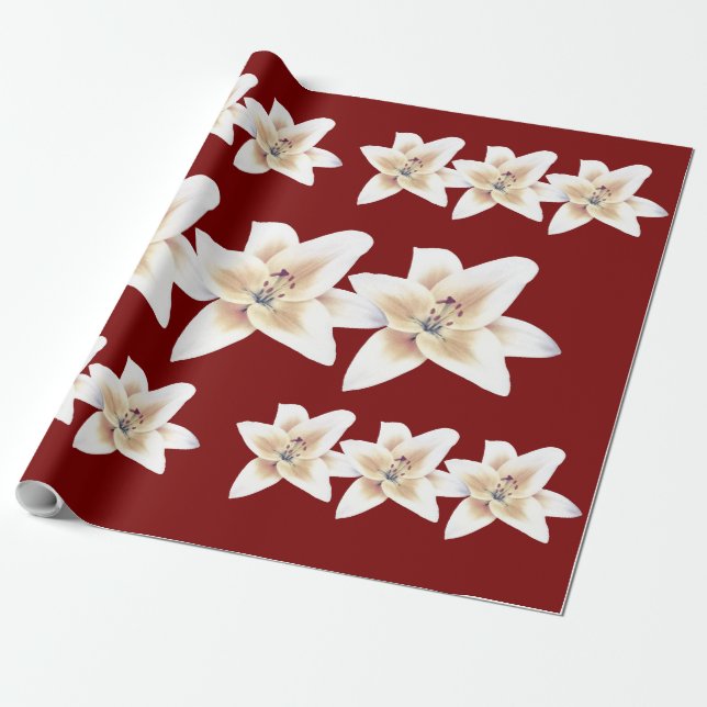 Papier Cadeau Enveloppe cadeau Lily (Rouge) ゆ り の 包 装 紙 (赤) (Déroulé)