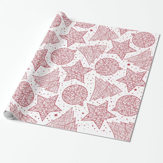 Papier Cadeau Enveloppe cadeau Motif de Noël rouge et blanc (Déroulé)