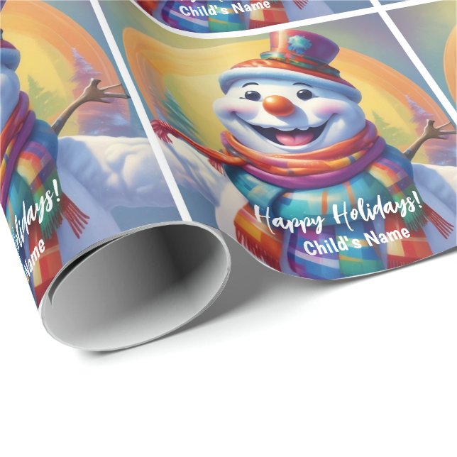 Papier Cadeau Enveloppe cadeau personnalisé Snowman pour enfants (Coin rond)