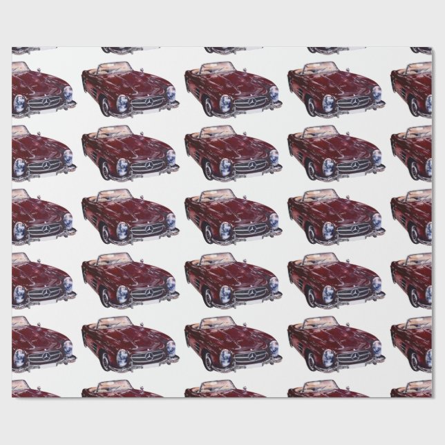 Papier Cadeau Enveloppe cadeau unique avec voiture burgundy rétr (Plat)