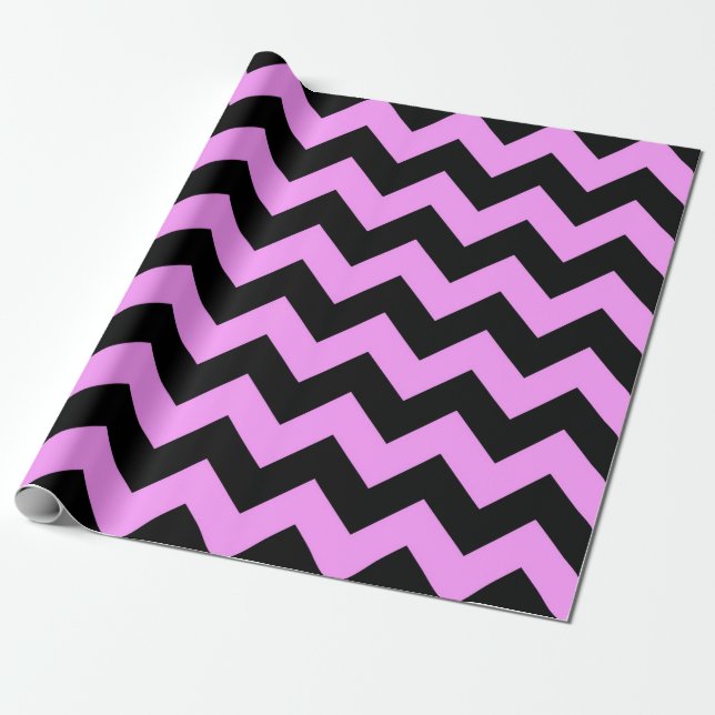 Papier Cadeau Enveloppe cadeau Zigzag rose et noir (Déroulé)