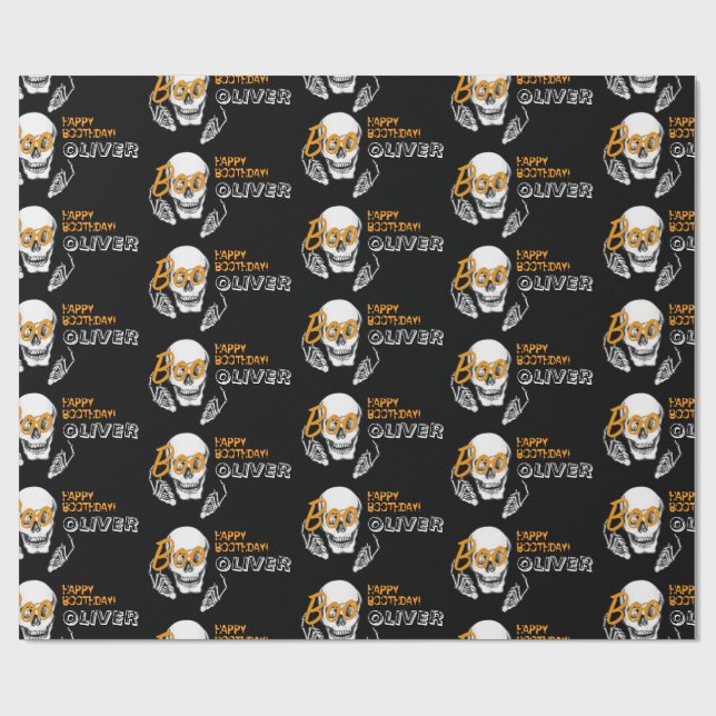 Papier Cadeau Enveloppe d'anniversaire d'Halloween personnalisée (Plat)
