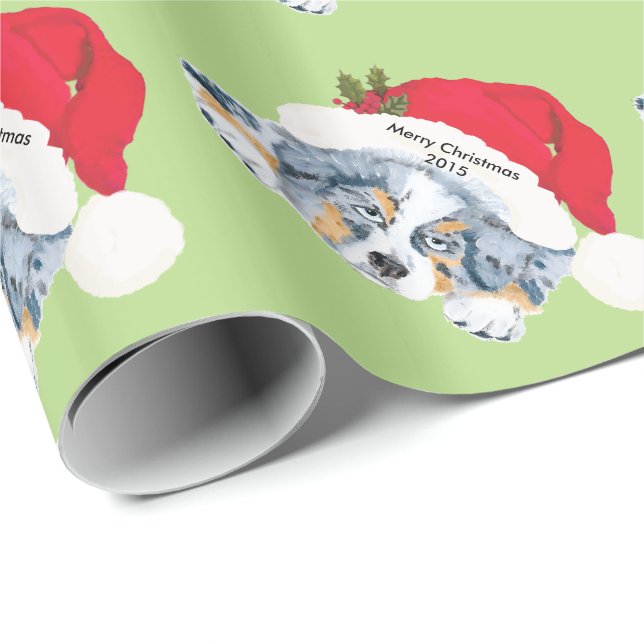 Papier Cadeau Enveloppe de cadeau australienne bleue de chiot de (Coin rond)