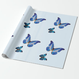 Papier Cadeau Enveloppe de cadeau bleue de papillons de Morpho