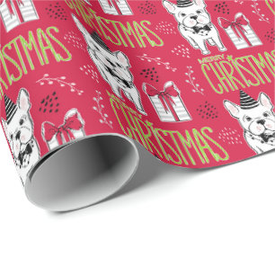 Papier Cadeau Enveloppe de cadeau de Joyeux Noël avec le chien