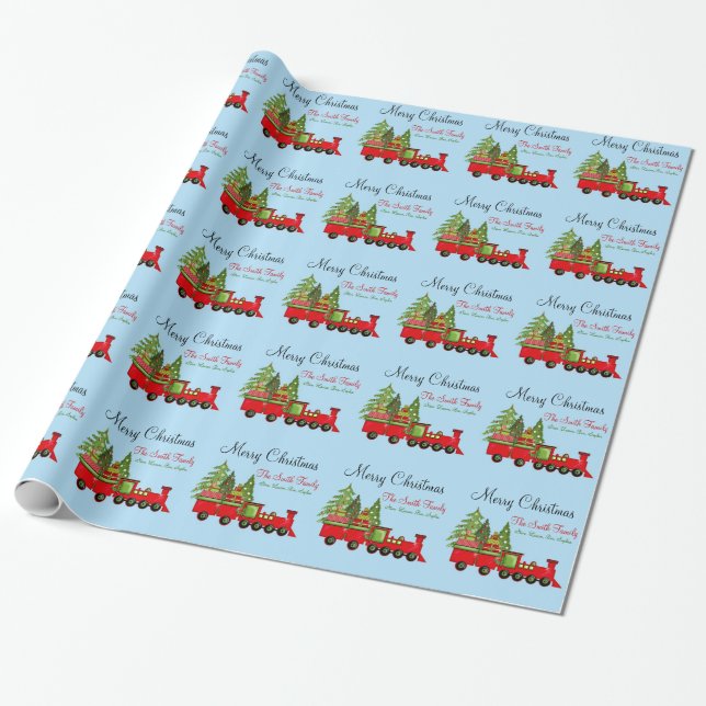 Papier Cadeau Enveloppe de cadeau de train de Noël de Santa (Déroulé)