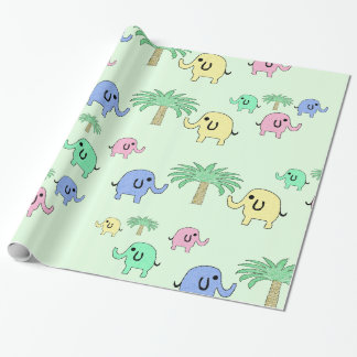 Papier Cadeau Enveloppe de cadeau en pastel mignonne d'éléphants