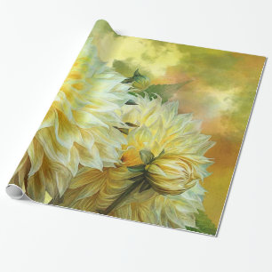 Papier Cadeau Enveloppe de cadeau jaune d'art de dahlias