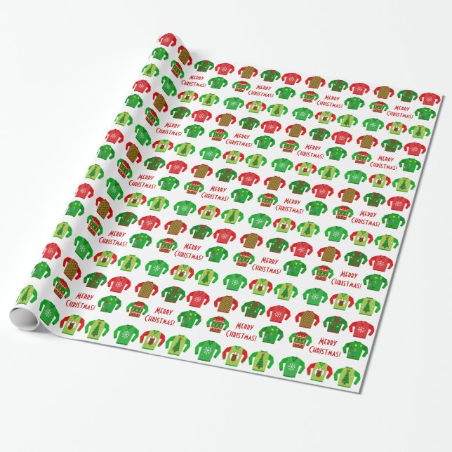 Papier Cadeau Enveloppe de cadeau laide de chandail de Noël (Déroulé)
