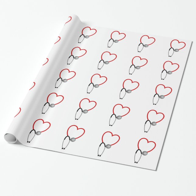 Papier Cadeau Enveloppe de cadeau Médicale de stéthoscope (Déroulé)