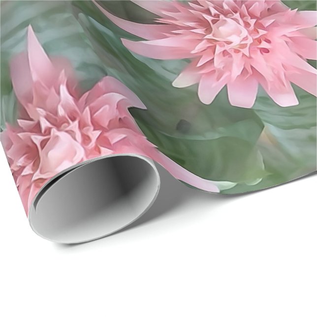 Papier Cadeau Enveloppe de cadeau rose fleurissante de Bromeliad (Coin rond)