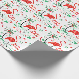Papier Cadeau Enveloppe de cadeau rouge de Flamant rose de Noël