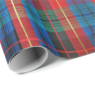 Papier Cadeau Enveloppe de cadeau rouge, verte, bleue de plaid
