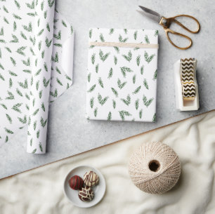 Papier Cadeau Enveloppe de cadeau verte de fête de pin du foyer